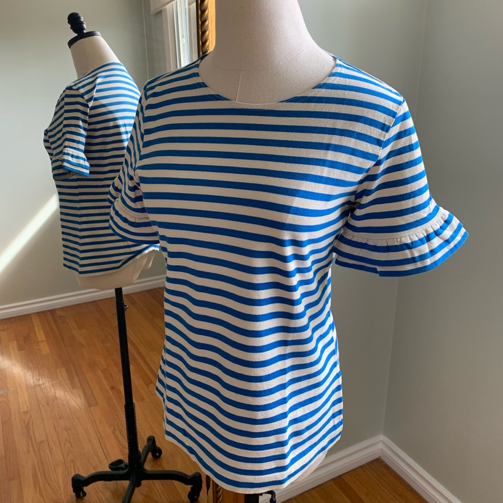 J. Crew striped ruffle sleeve tee